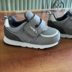 Carter's Gray and White Toddler Sneakers with Hook-and-Loop Strap